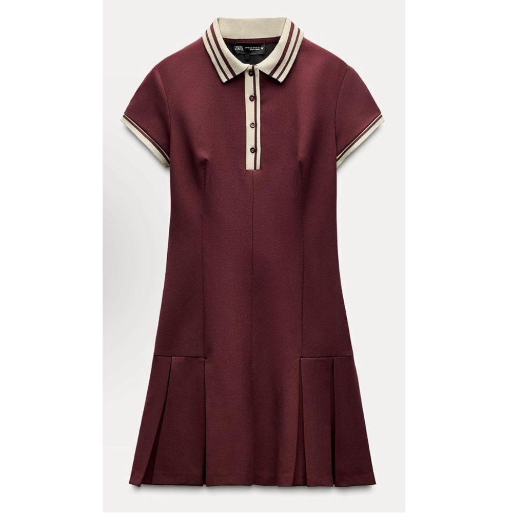 ⭕️ ZARA Dress Mini Tennis Old Money Burgundy